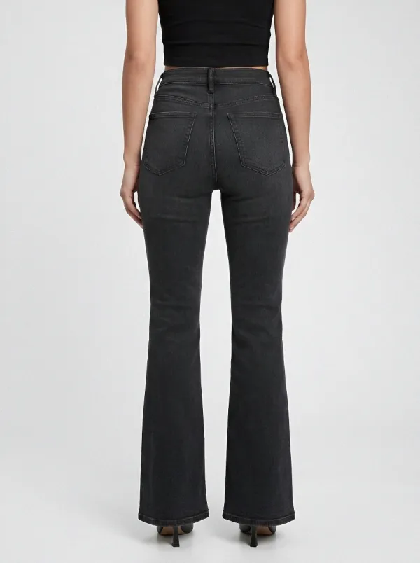 Classic Stretch Vintage-Wash Women's High-Waist Stretch Flare Jeans