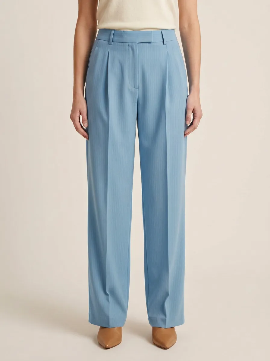 Smart Casual Pinstripe High Rise Wide Leg Pants
