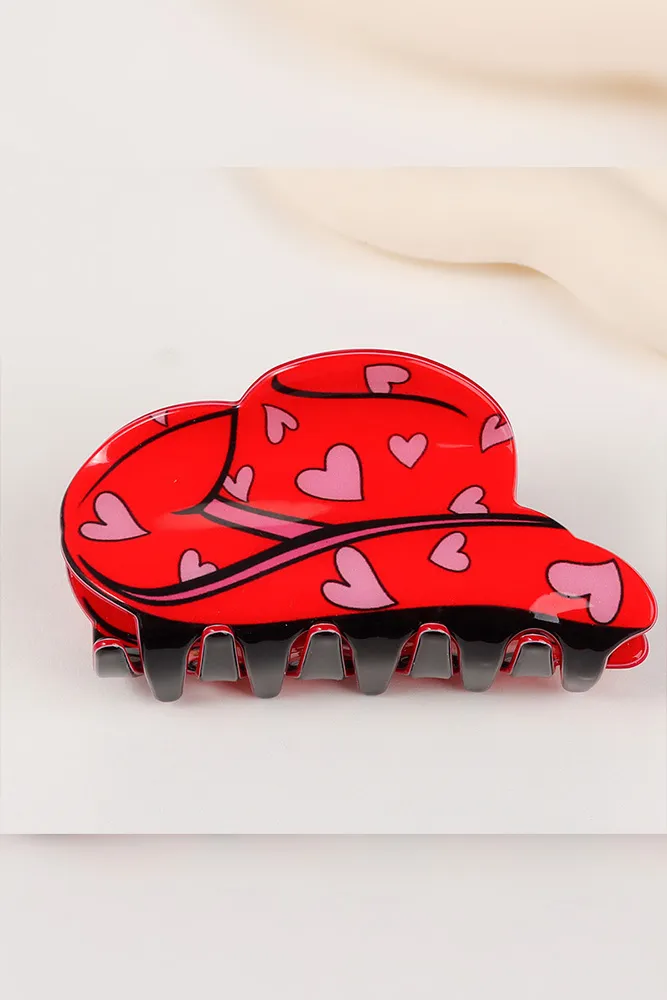 Acrylic Heart Hair Clip Set