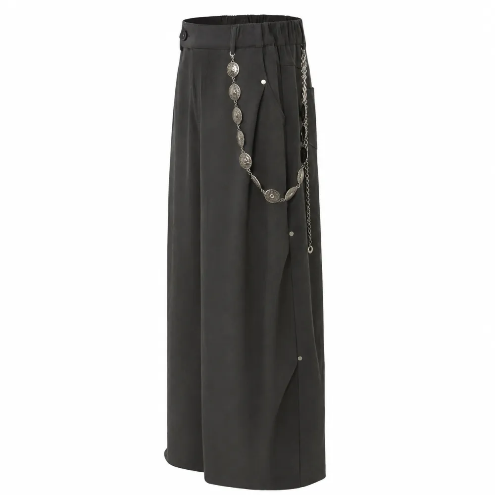 Draped Wide-Leg Tailored Trousers