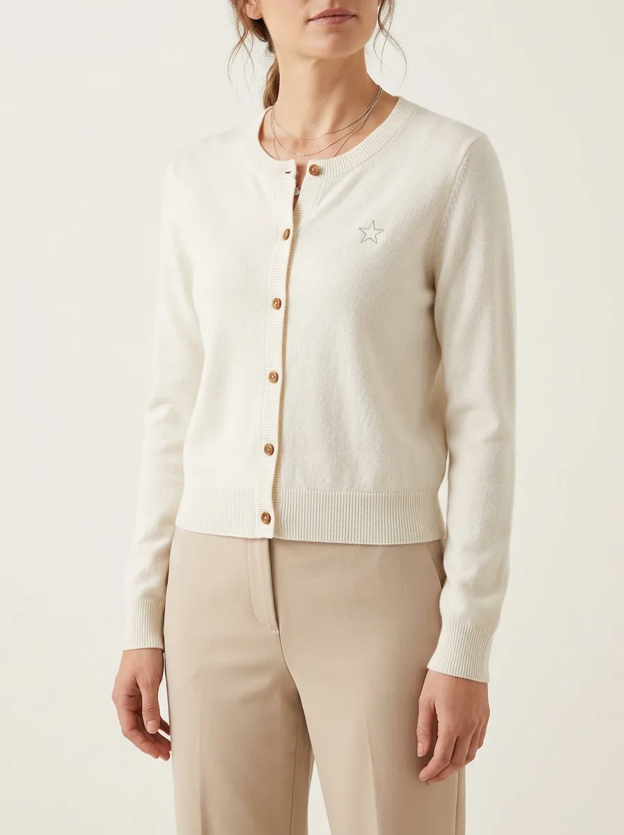 Women's Star Embroidered Crewneck Cardigan