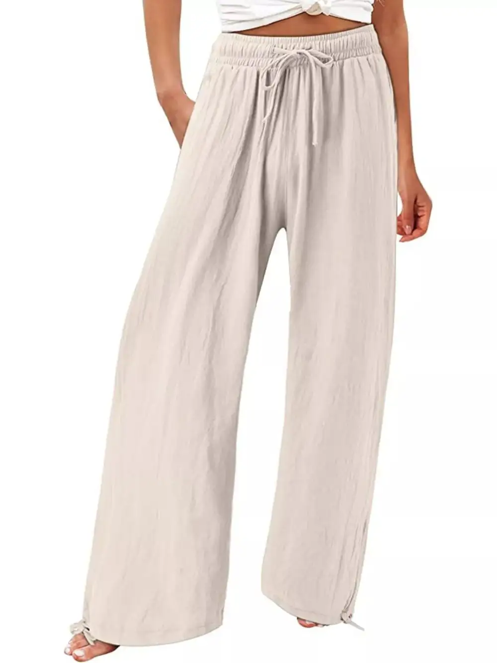 Full Size Wide Leg Pants with Drawstring Waist Plus Size