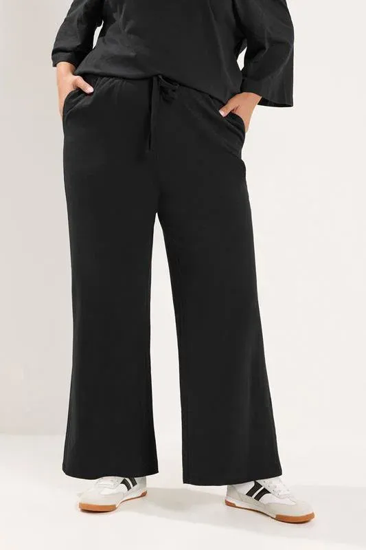 Black Cotton Wide Leg Trousers