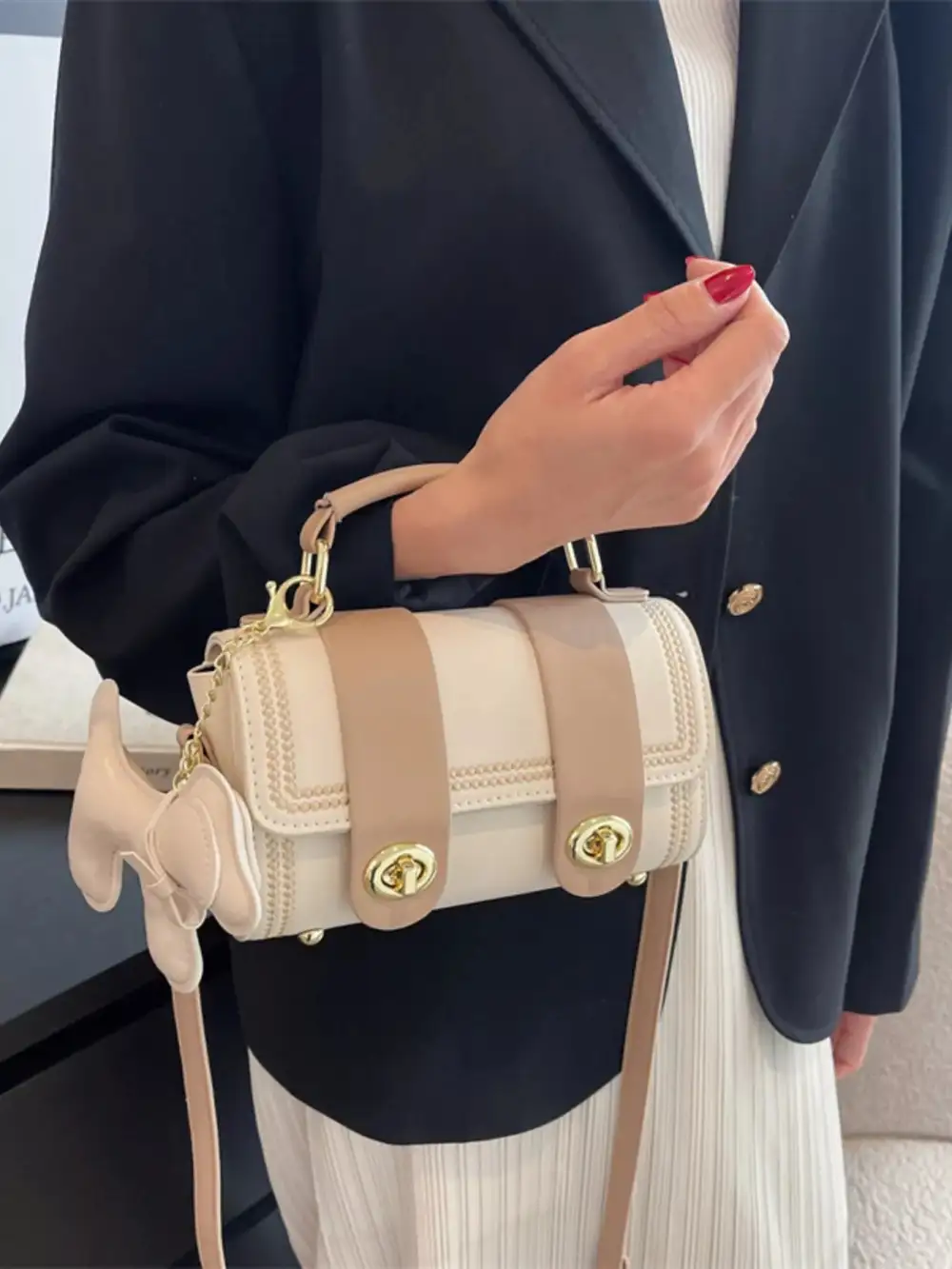 Decorative Charm Faux Leather Crossbody
