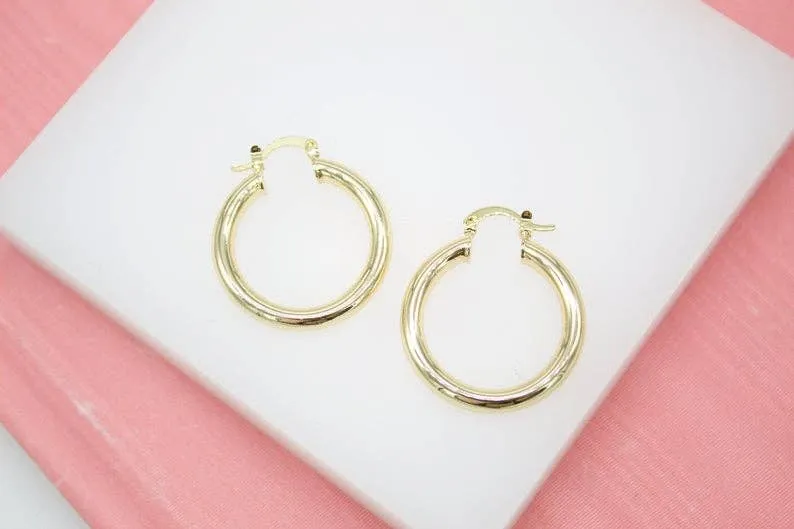 Thick Lever Back Hoop Earrings