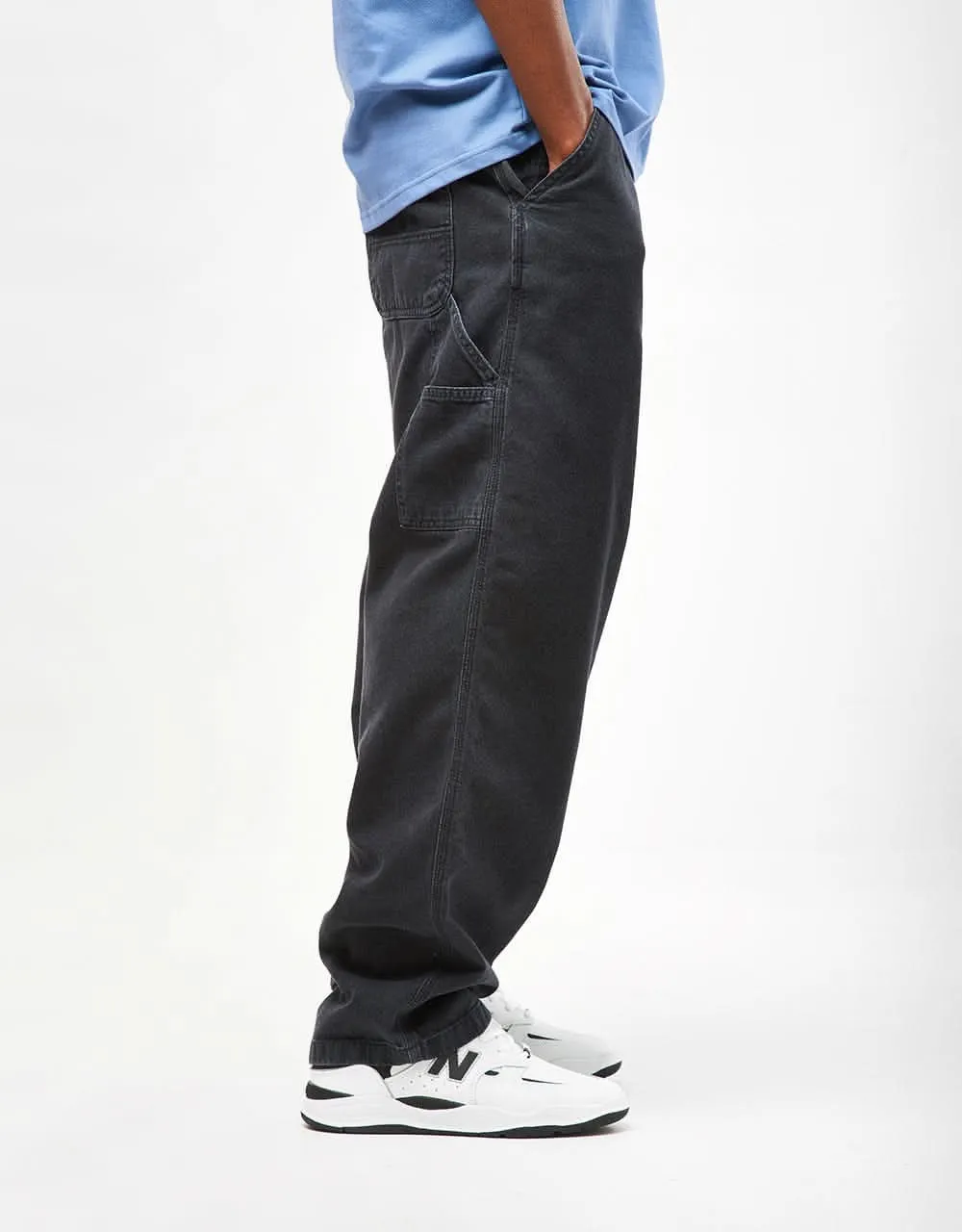 Stone Washed Relaxed Single Knee Denim Jeans