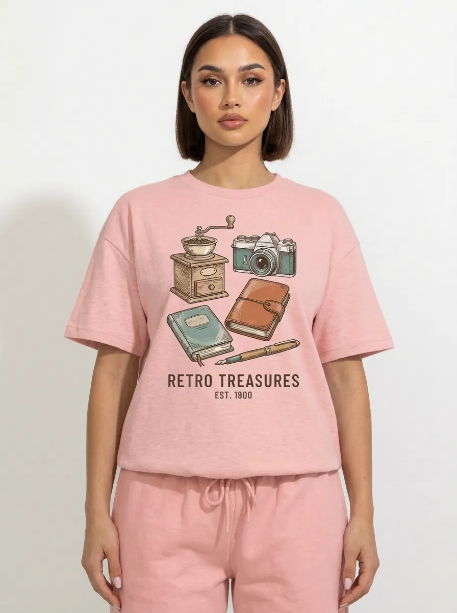 Women's Vintage Hobbyist Camera Coffee Grinder Graphic T-Shirt