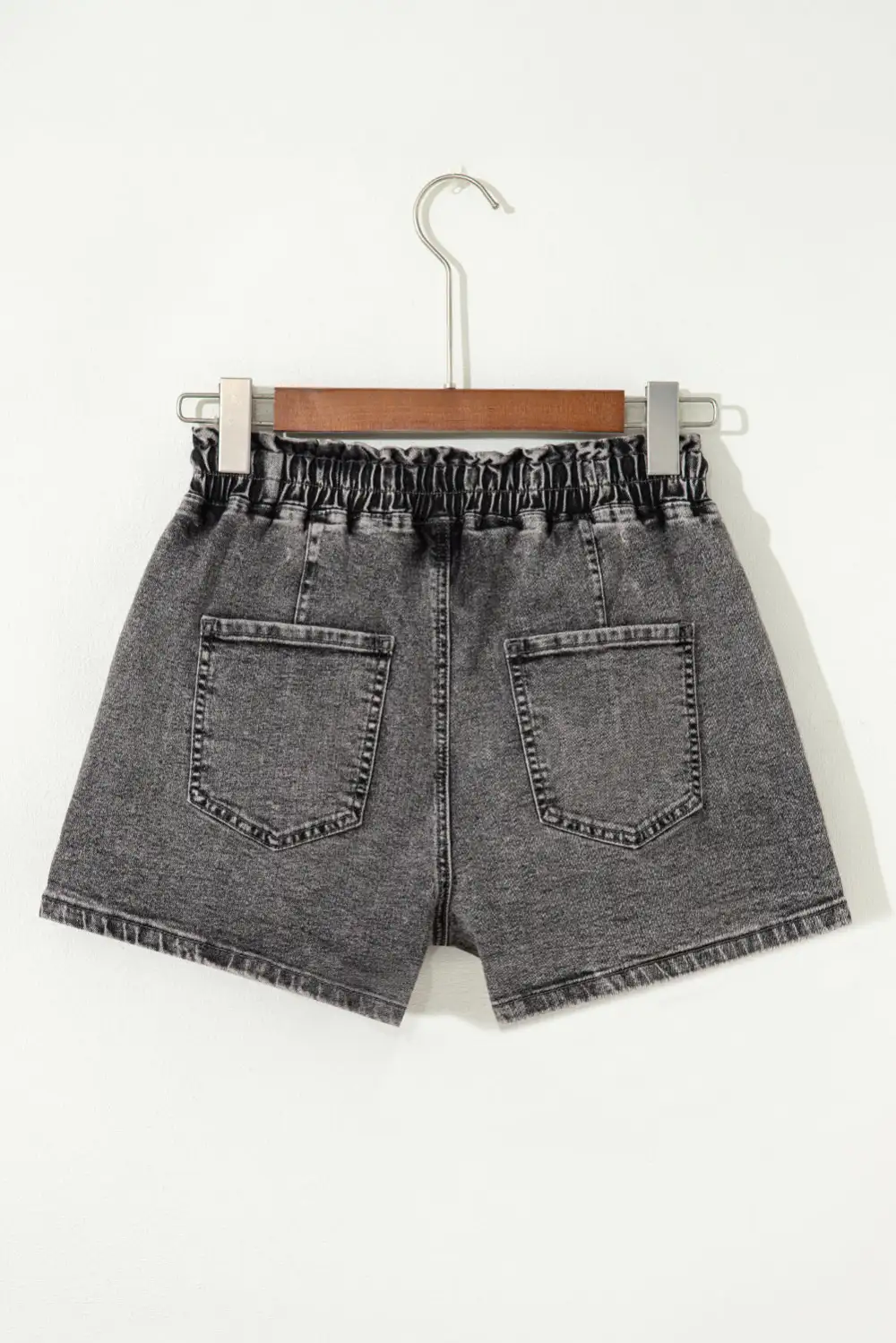 Black Drawstring High Waist Casual Denim
