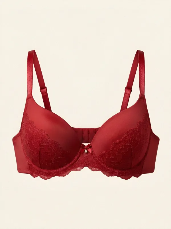 Women's Padded Underwire Lace-Trim Bow-Detail Bra