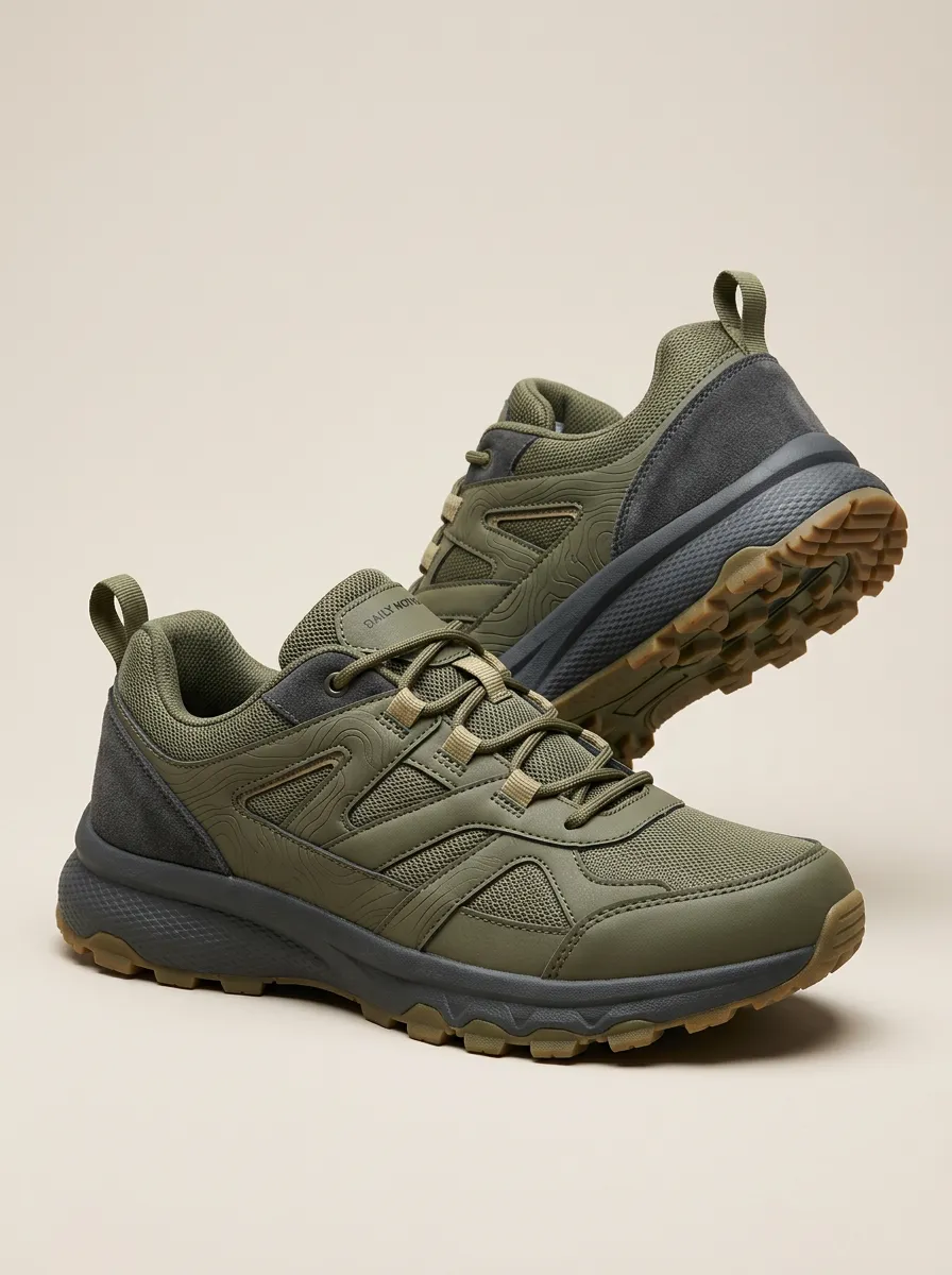 Streamlined Hiking-Inspired Topographic Casual Sneakers