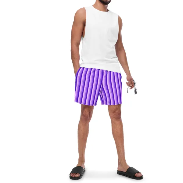Drawcord Striped Swim Trunks