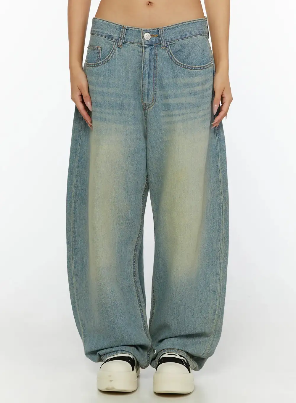 Pocketed Cotton Wide-Leg Jeans