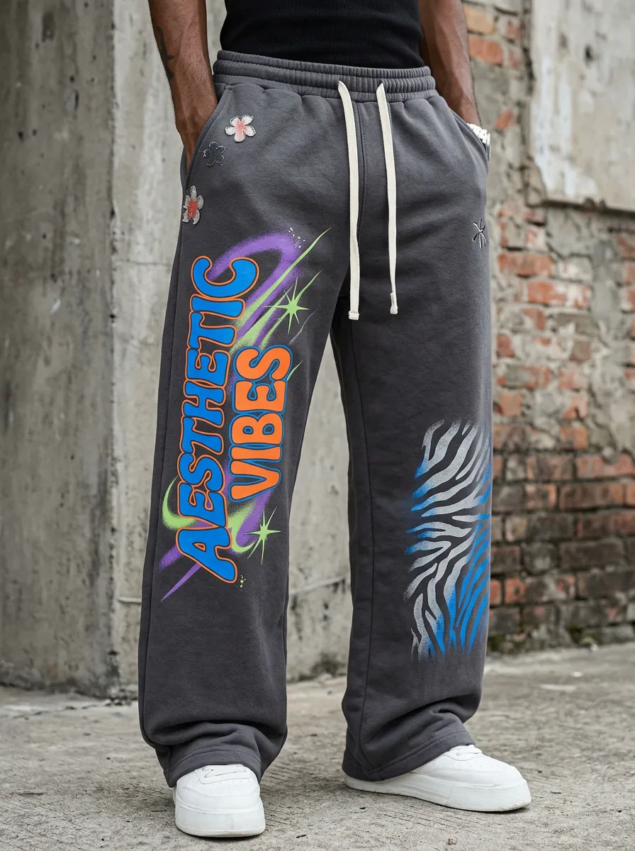 Unisex Streetwear Floral Zebra Sweatpants