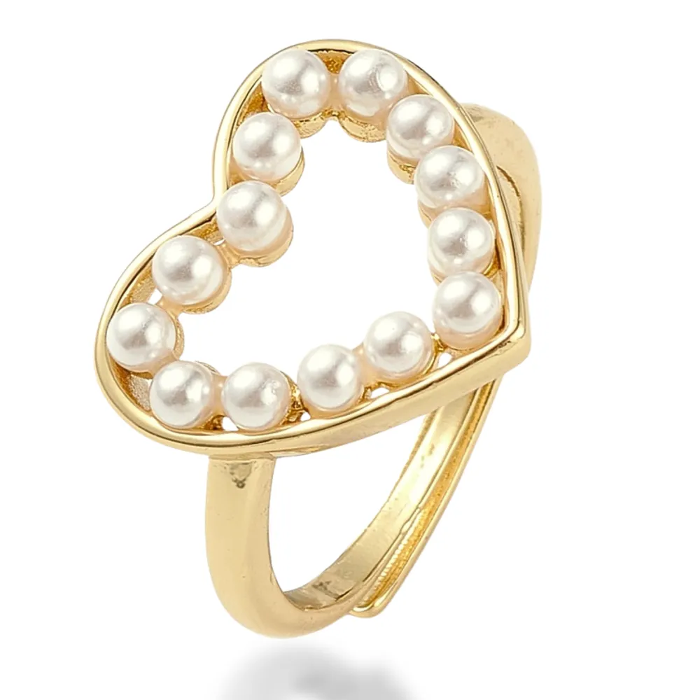 Heart Pearl Adjustable Ring