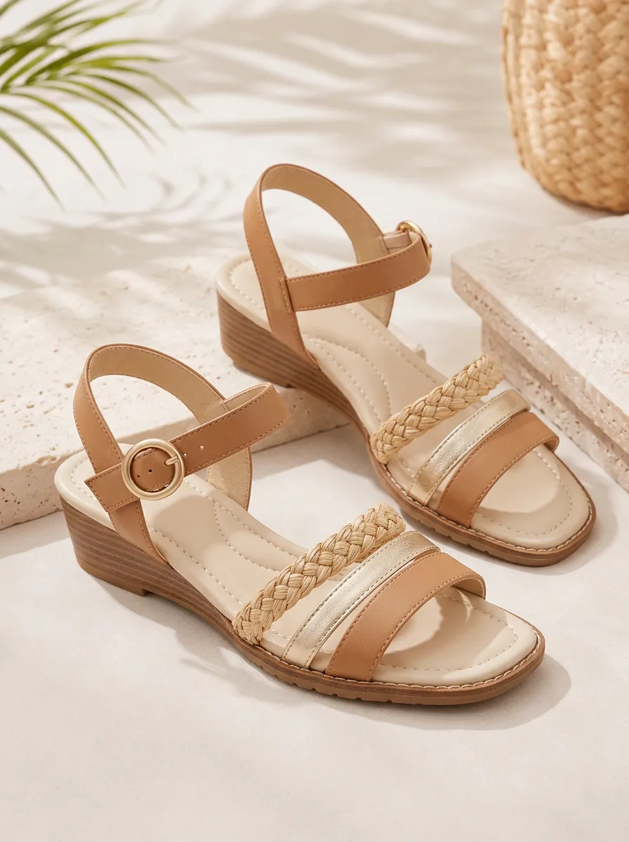 Women's Radiant Casual Summer Braided Strap Wedge Sandals