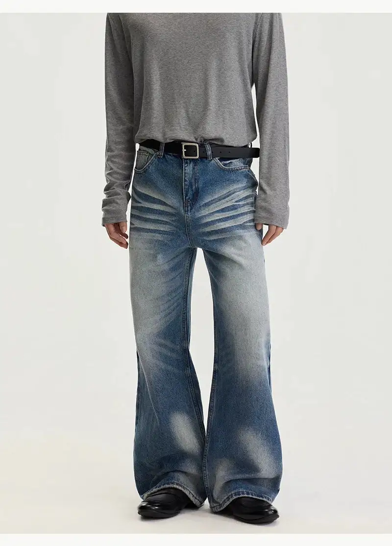 Whisker-Fade Flared Jeans