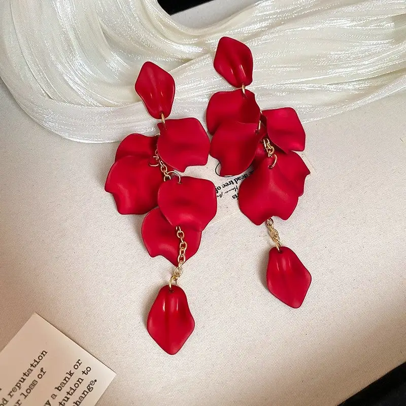 Vintage Rose Tassel Drop Earrings