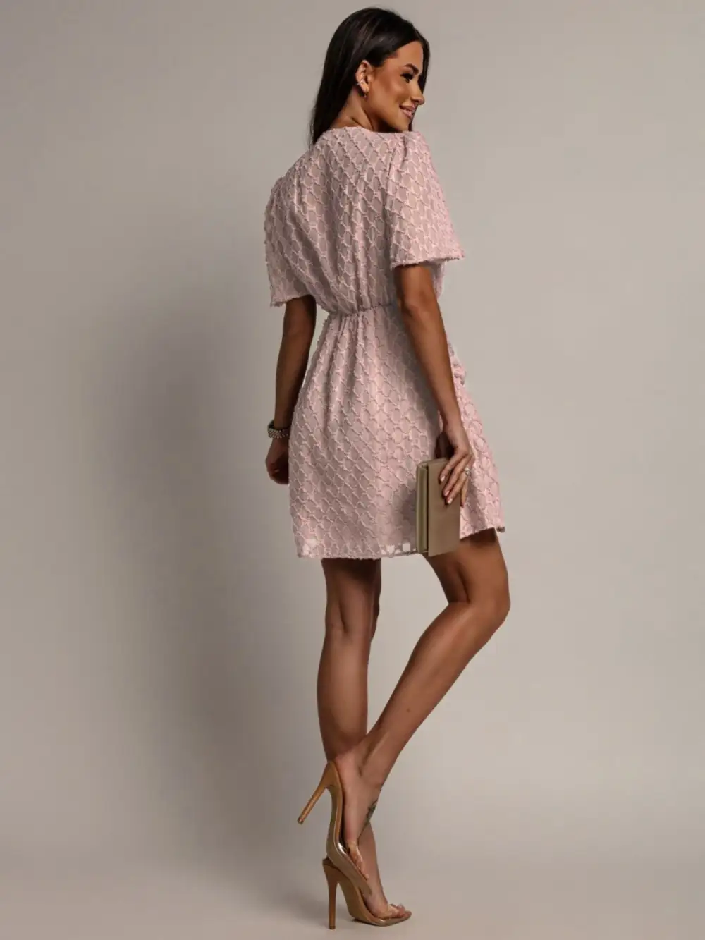 Ruched Short Sleeve Dress Casual