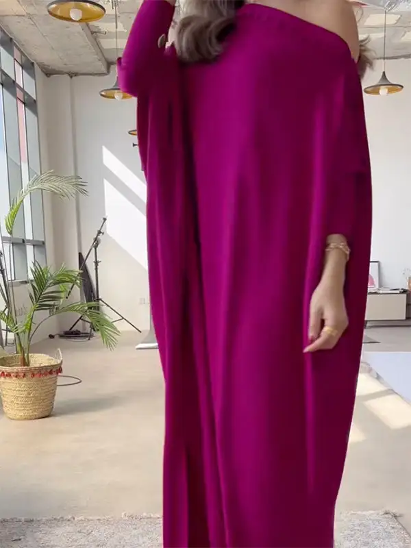 Loose Color Buttoned Maxi Dress
