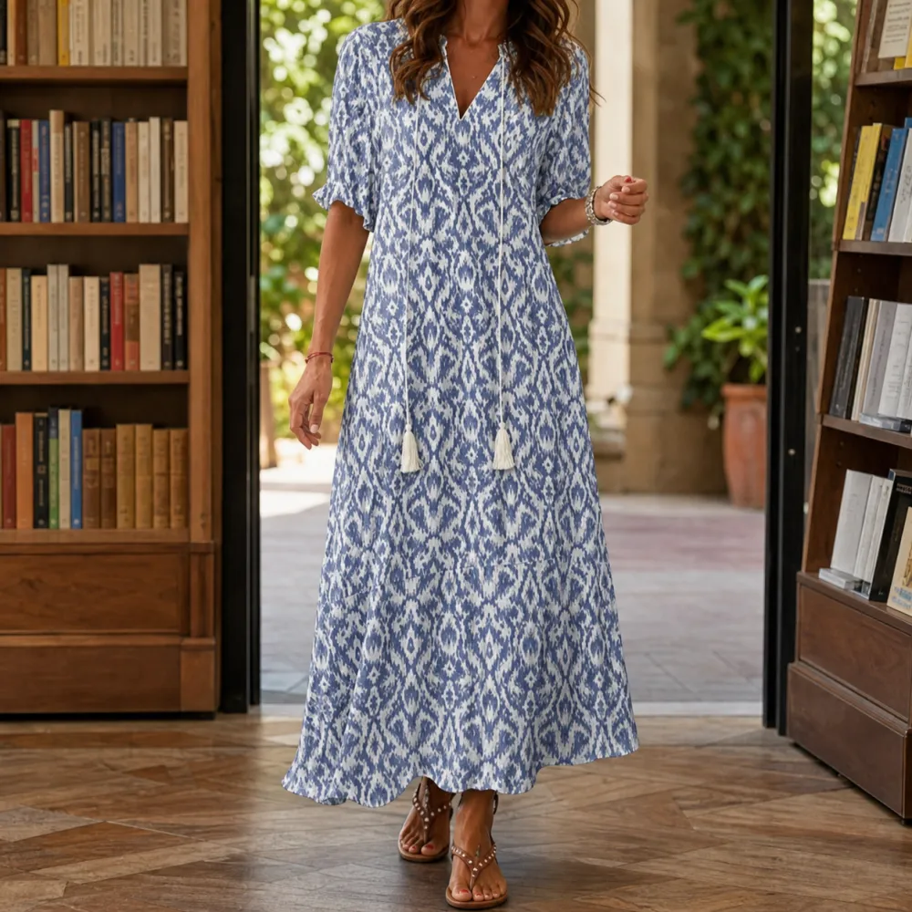 Elegant Refined Women's Printed Maxi Dress