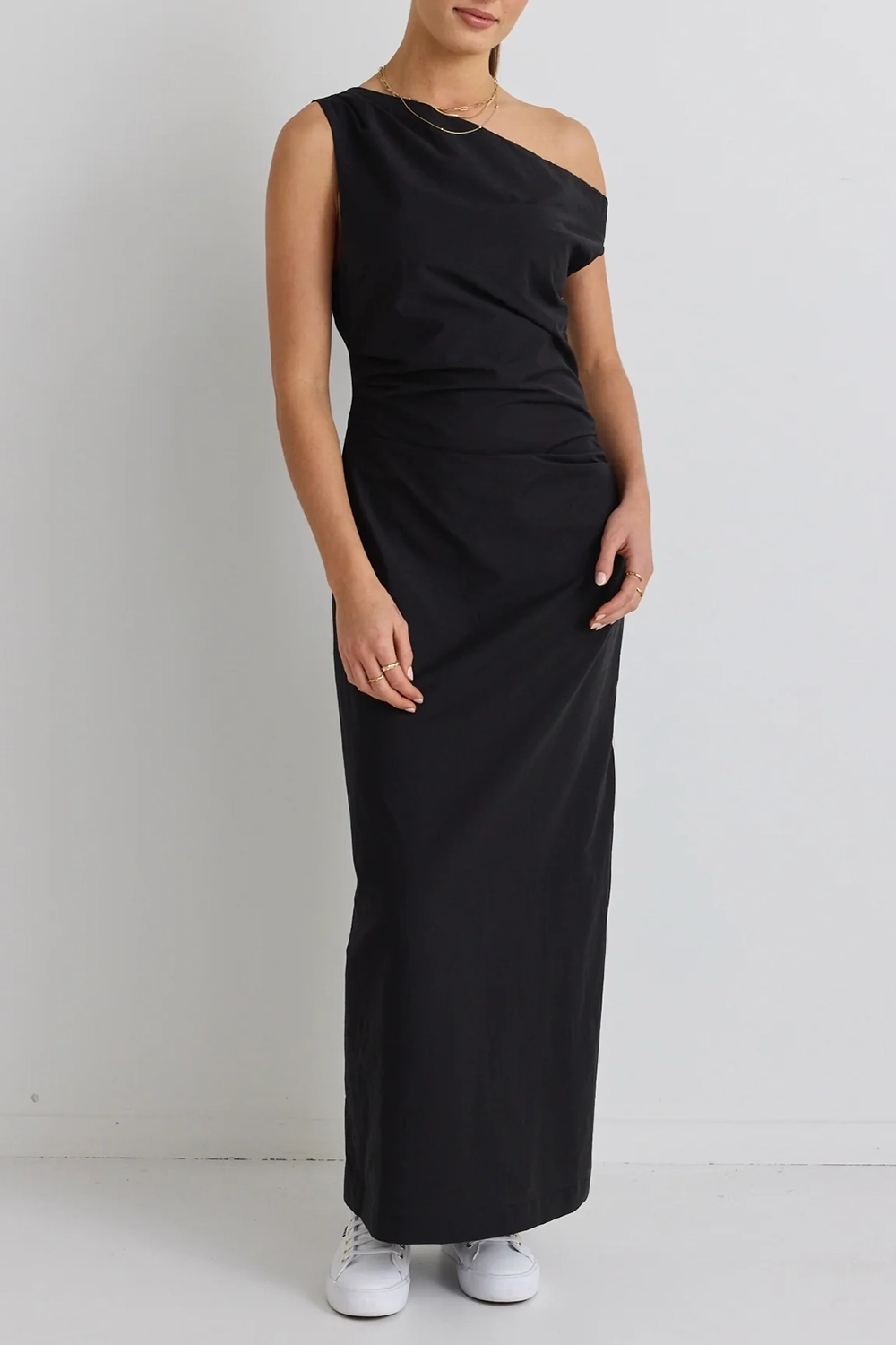Black Asymmetric Maxi Dress
