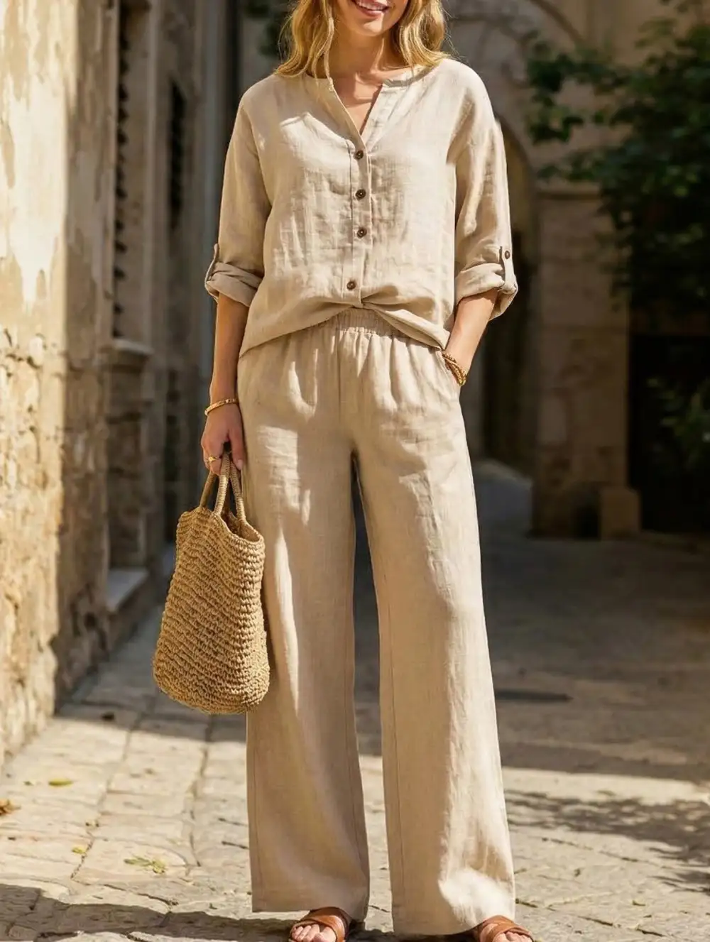 Wide-Leg Pants Set