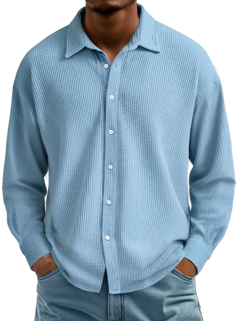 Textured Knit Camp Collar Shirt