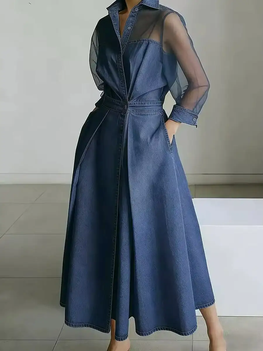 Waisted Buttoned Maxi Dress