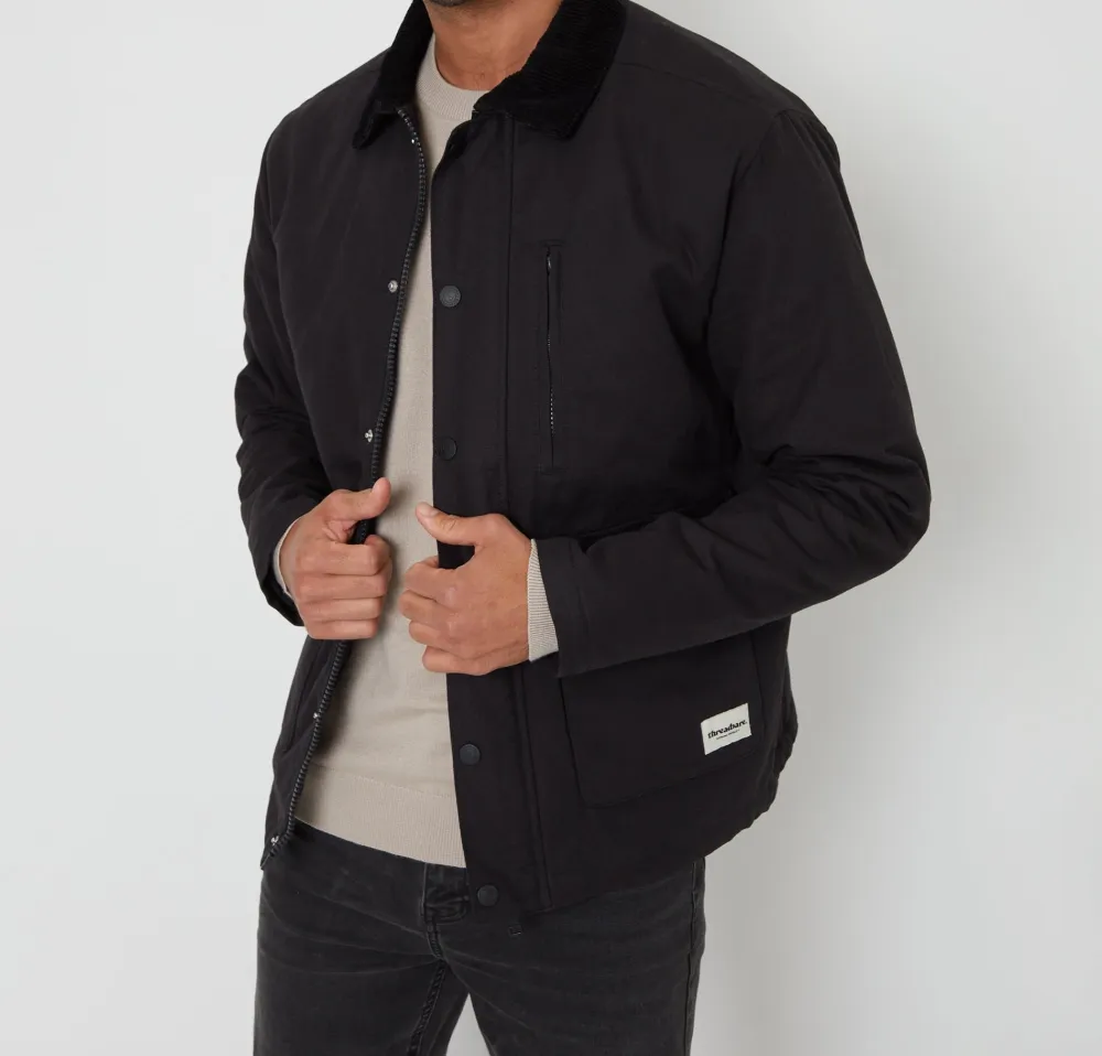 Men's Black Collared Lightweight Jacket
