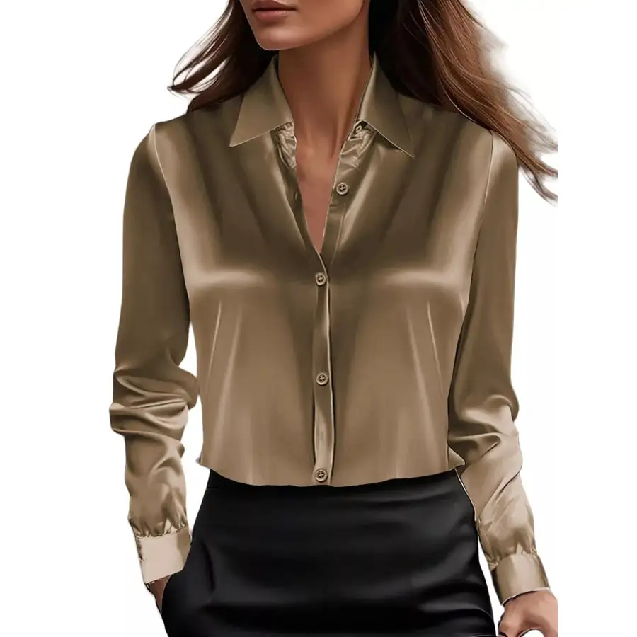 Full Size Button Down Collared Neck Long Sleeve Shirt Plus Size