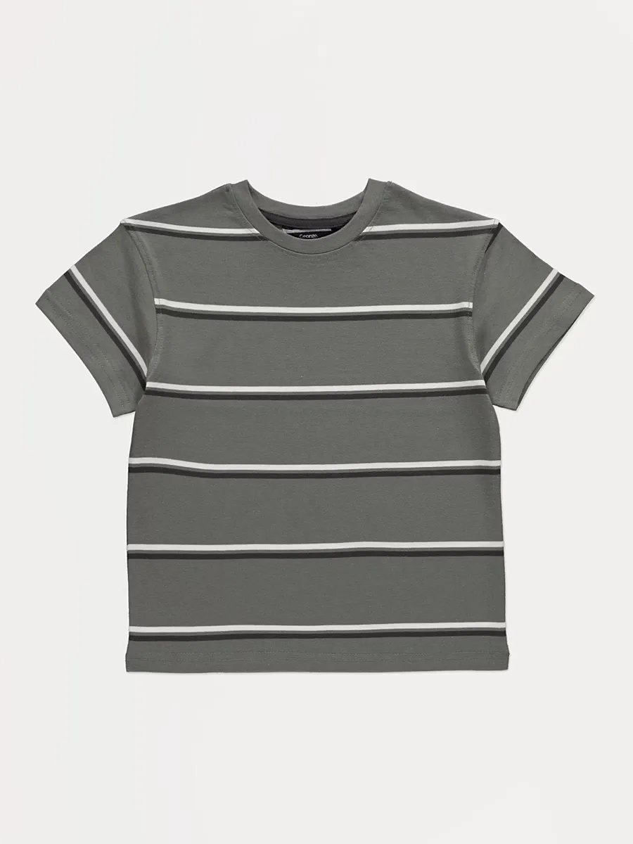 Khaki Striped Short Sleeve T-shirt