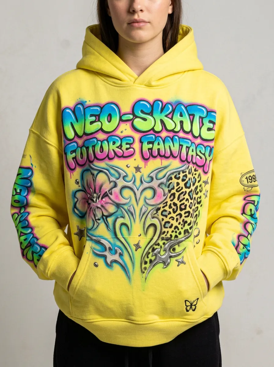 Unisex Modern Streetwear Graffiti Leopard Floral Hoodie