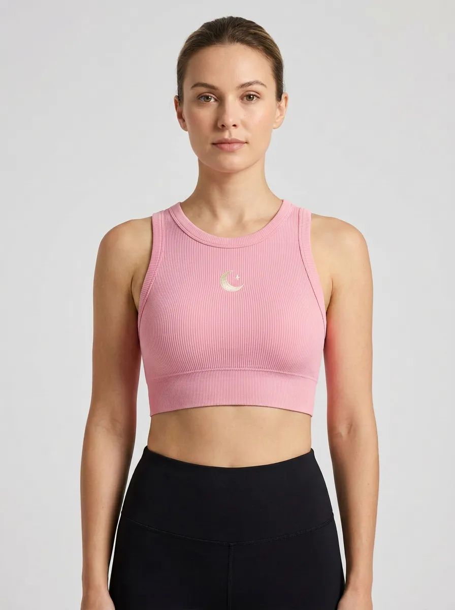 Women's Moon-Star-Embroidered Crop Tank