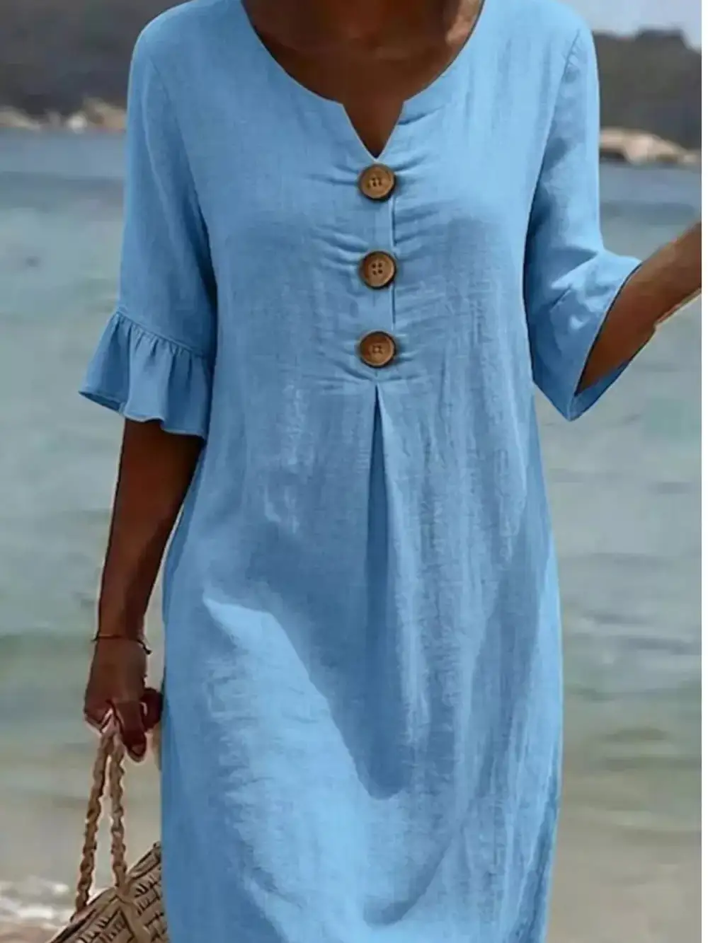 Button Dress Casual