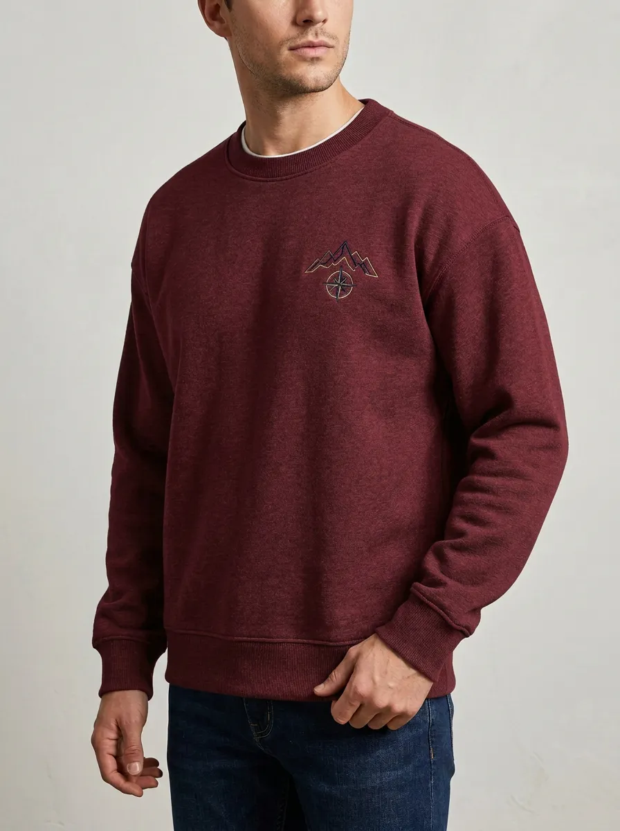 Men's Charcoal Grey Outdoor Mountain Compass Fleece Sweatshirt