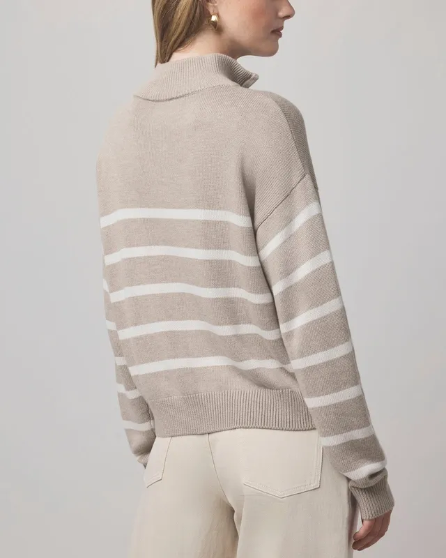 Stripe Quarter Zip Sweater