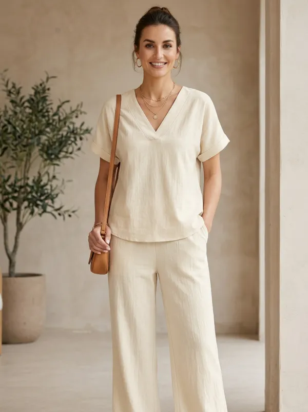 Weekend Relaxed Women's V-Neck Casual Lounge Set