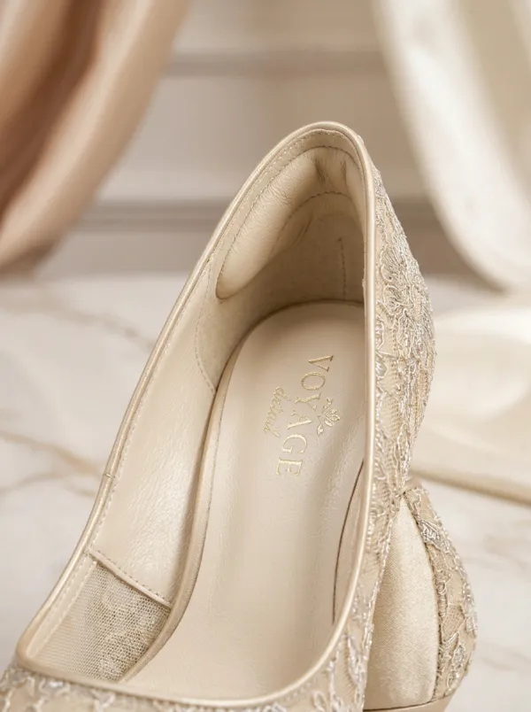 Floral Lace-Detail Embroidered Bridal Women's Formal High Heels