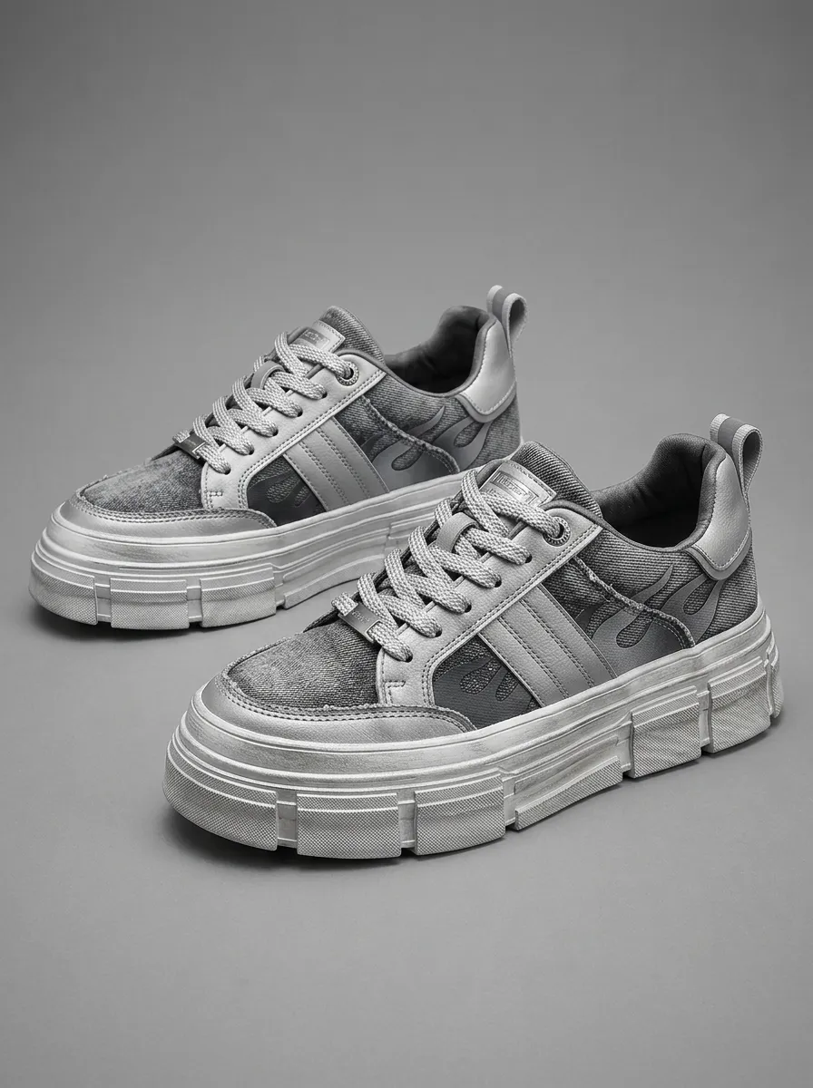 Men's Refined Streetwear Flame Pattern Patterned Board Style Skate Shoes