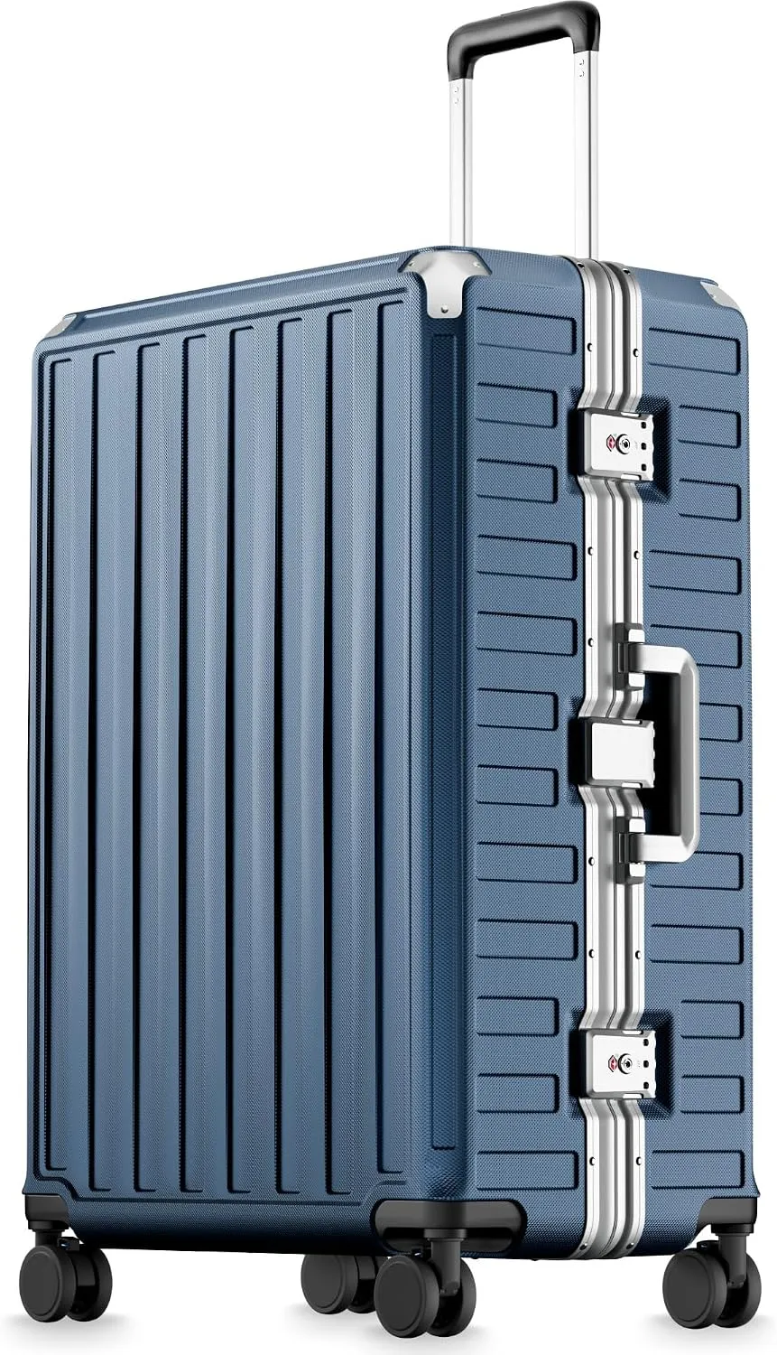 LUGGEX 28 Inch Zipperless Checked Luggage, Charcoal Metallic
