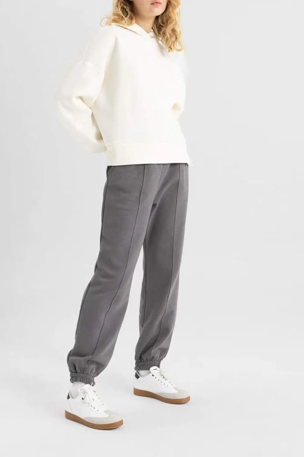Elastic Waist Solid Trousers