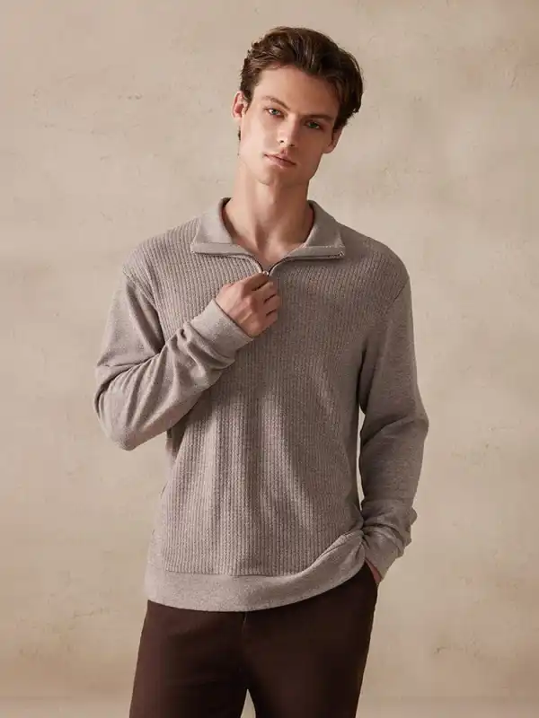 Stand Collar Button Placket Sweater