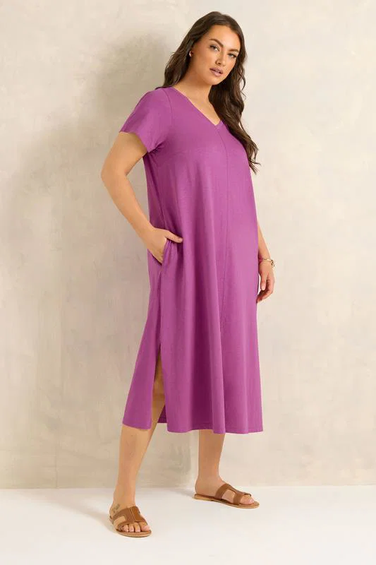 Purple Cotton Midi Dress detail 1