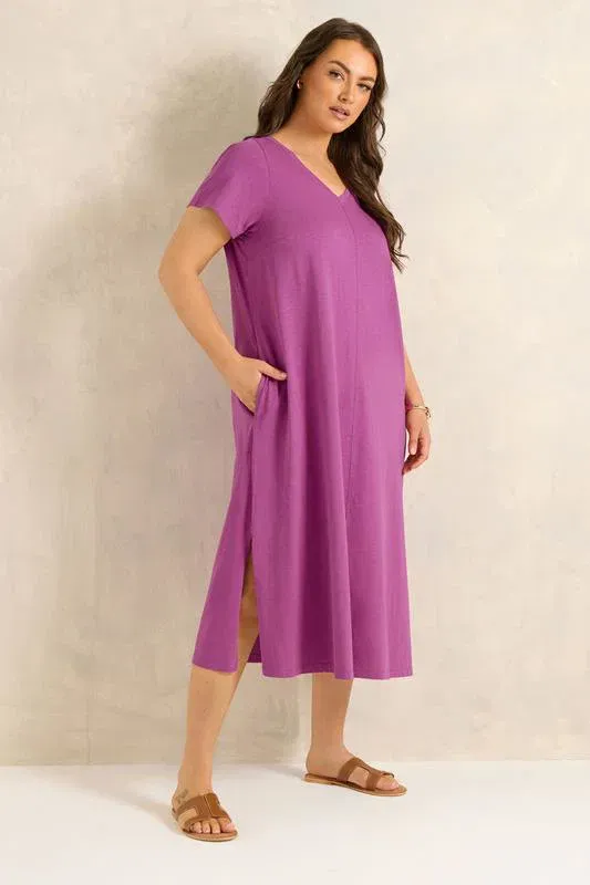 Purple Cotton Midi Dress