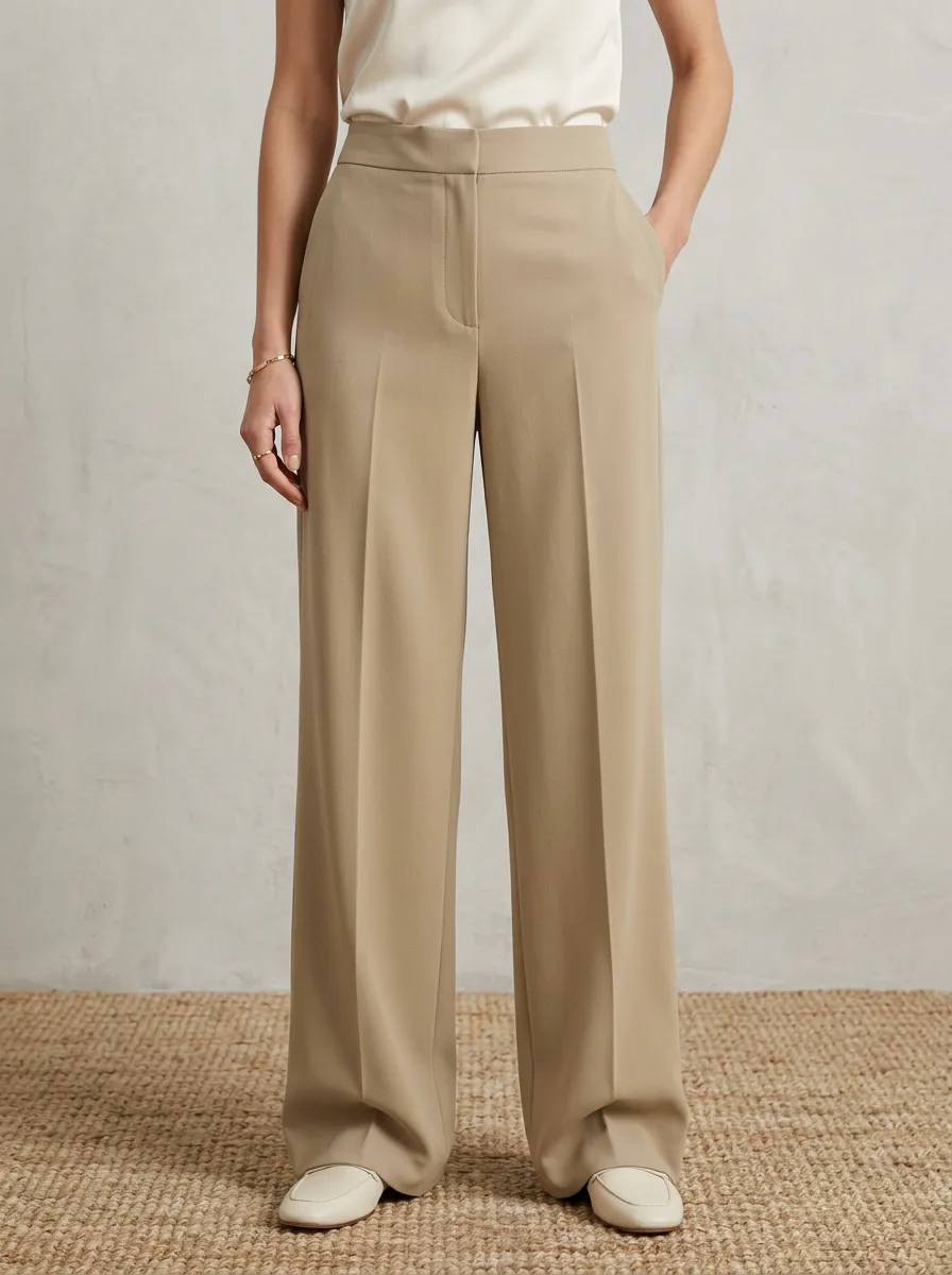 Relaxed Draped Women's Wide-Leg Trousers
