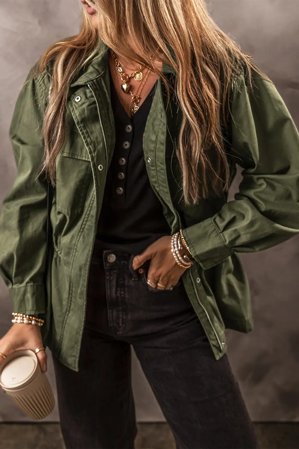 Zip Front Button Front Snap Front Jacket