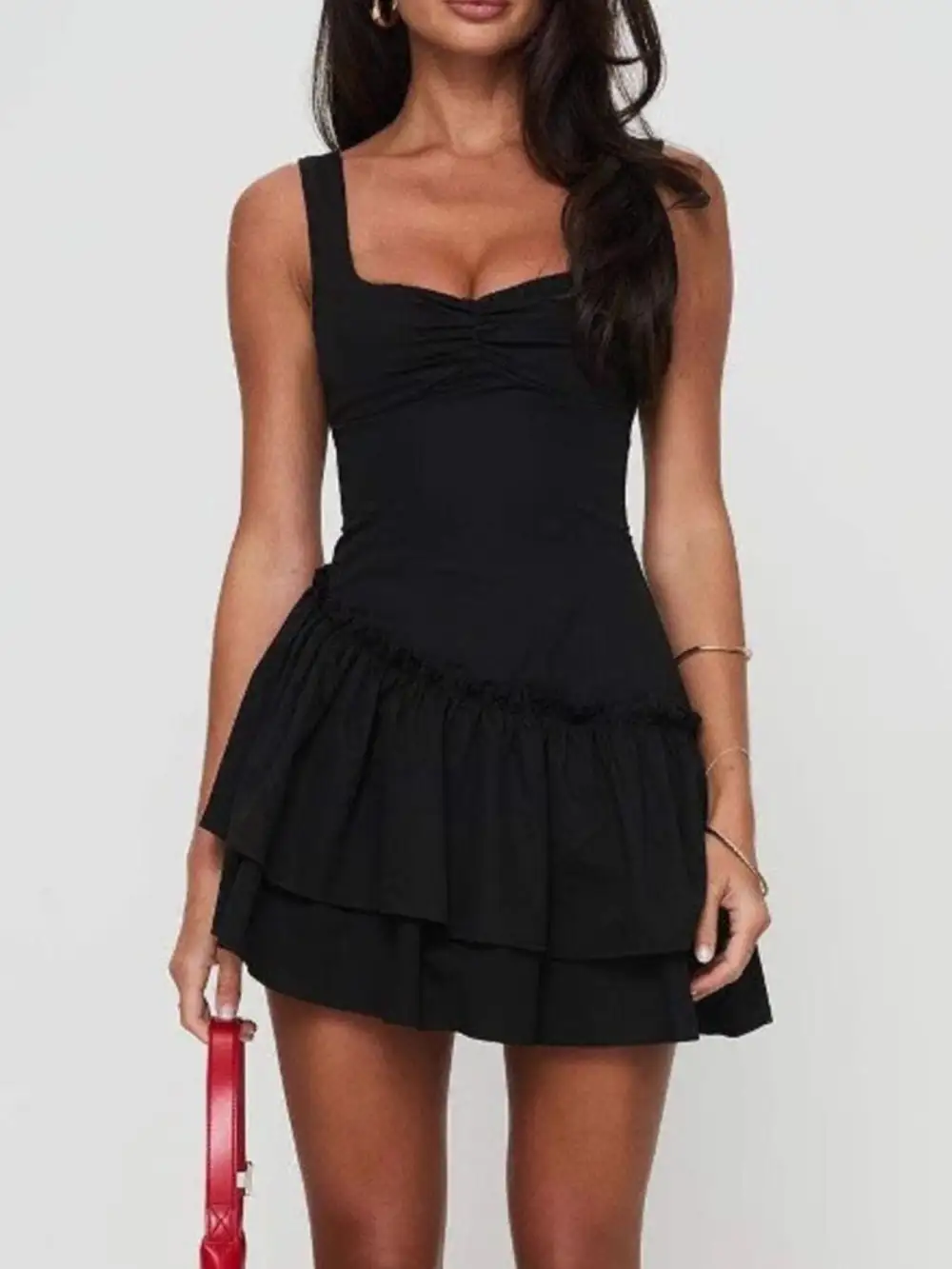 Balanced Detail Ruffle Mini Dress