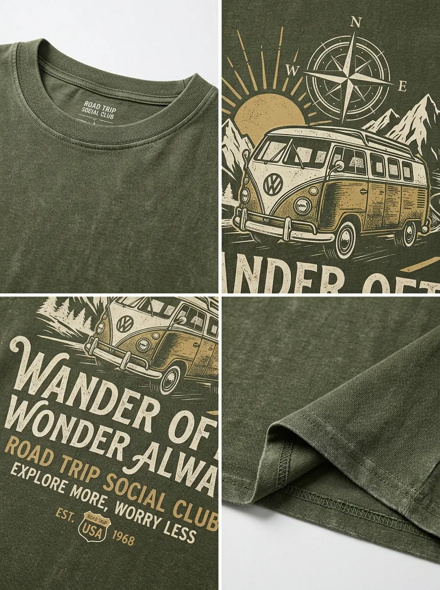 Unisex Wander Often Camper Van Mountain Printed T-shirt