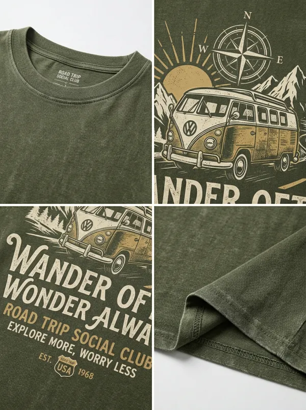 Unisex Wander Often Camper Van Mountain Printed T-shirt