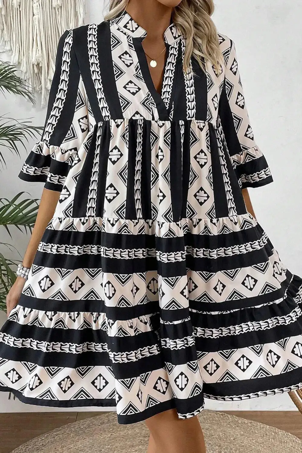 Tie Detail Tiered Dress